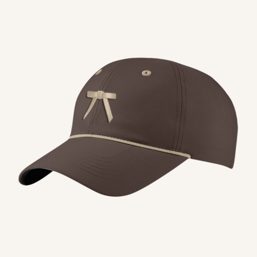 M.A.M.A. - Women's Dark Brown Hat With Beige Bow - Golf Cap